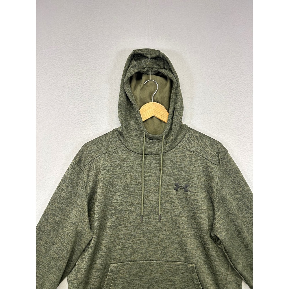Athletic Gorpcore Under Armour Mens Large Green Space Dye Fleece Pullover Hoodie - Picture 7 of 9